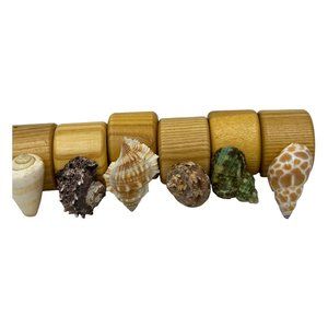 Vintage Seashell And Wood Napkin Rings Set Of 6 Real Shells Nautical Decor